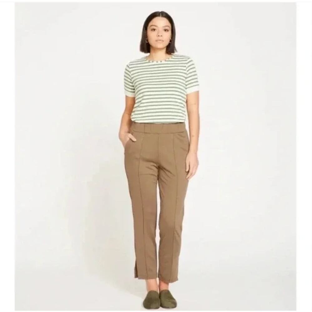 Universal Standard Ponte Pintuck Pants 00 0 4XS NWT 2XS Tan Long Tall Trousers